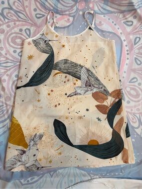 Whimsical Sun & Bird Print slip Dress